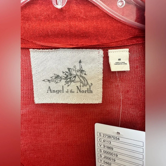 Angel of the North Anthropologie Women XS Orange Linen Cardigan Open Front - Picture 3 of 10